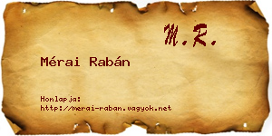 Mérai Rabán névjegykártya